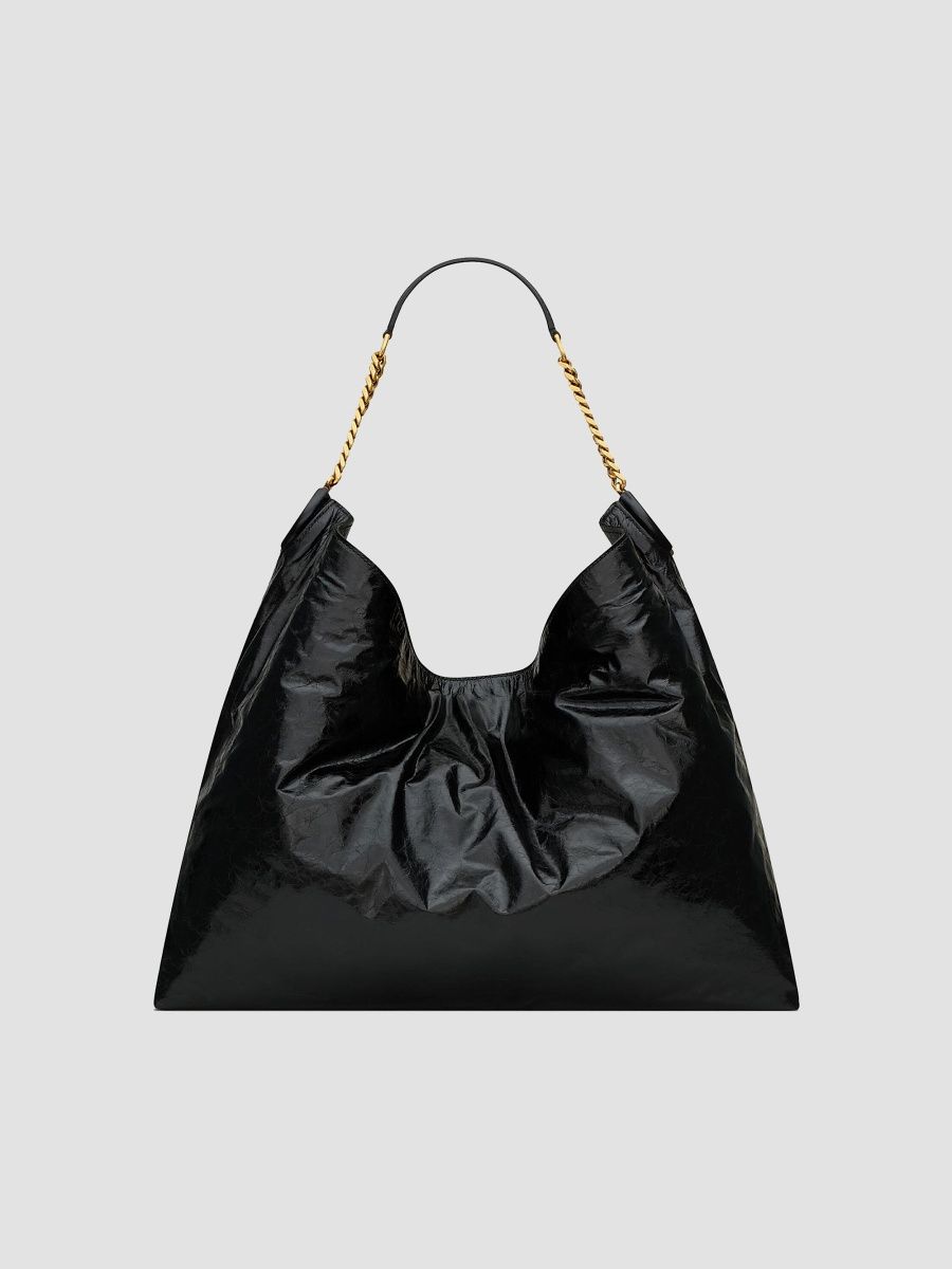 Saint Laurent Women's Hortense Hobo Bag in Shiny Leather - Black