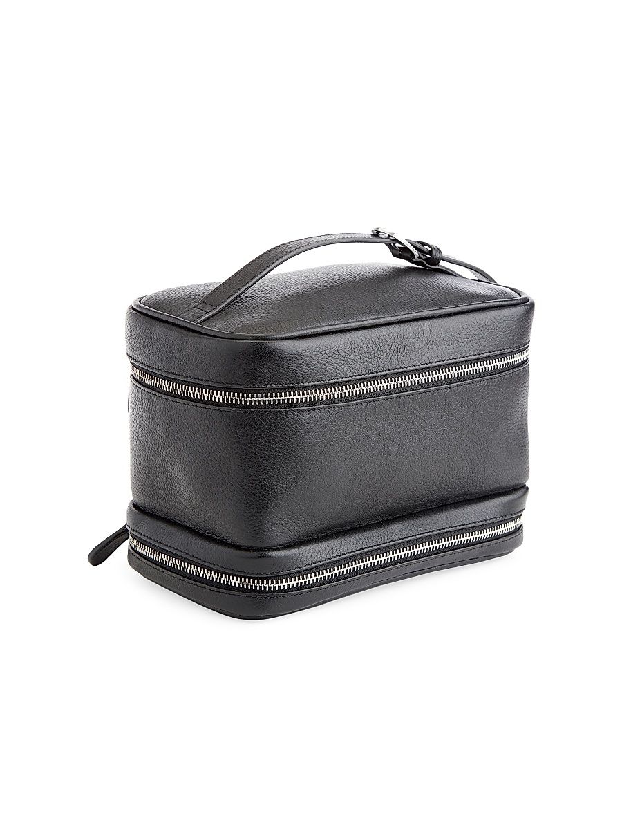 Women's Makeup Bag Leather Train Case - Black