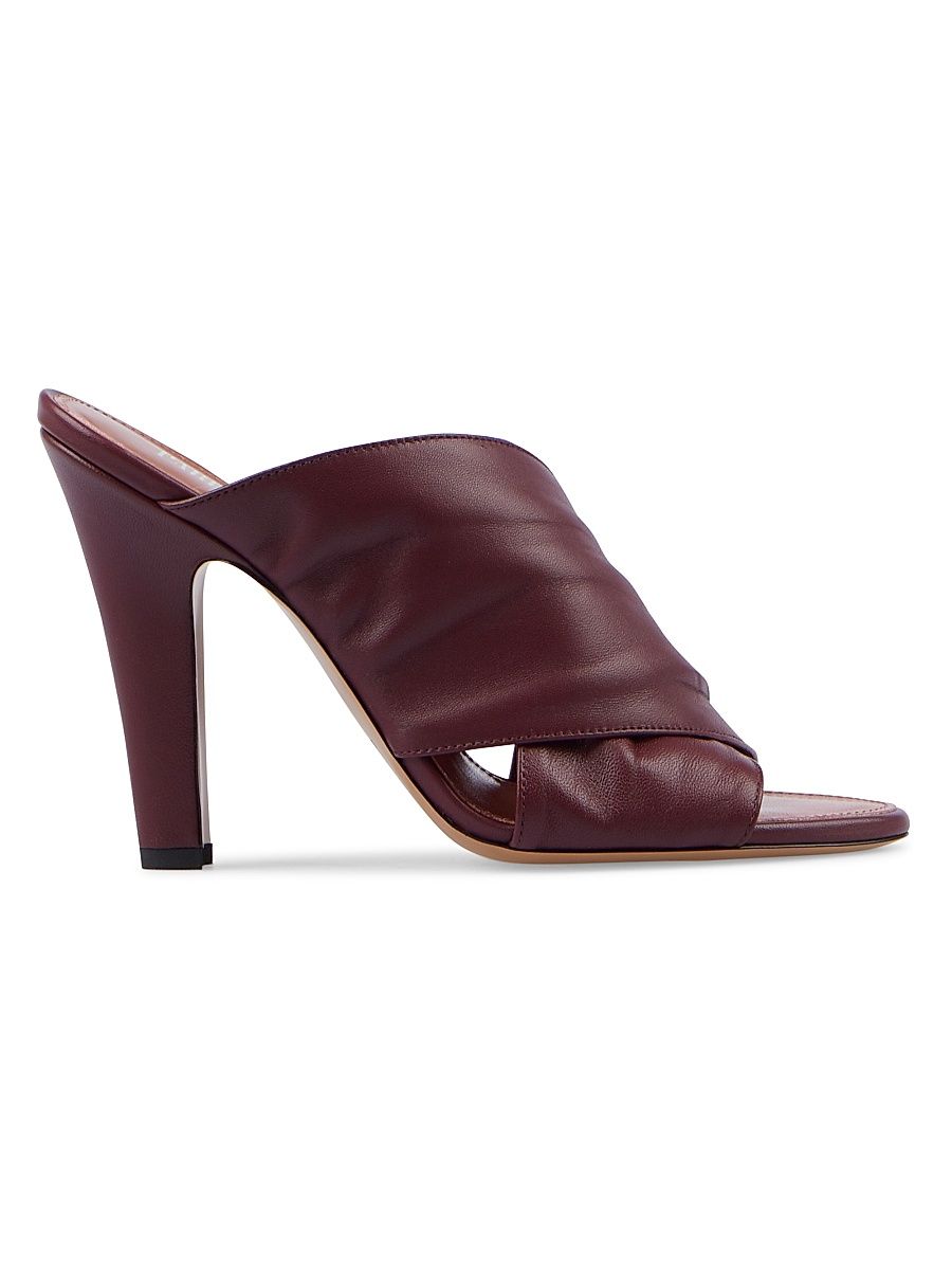 Women's Maria 100MM Leather Mules - Rouge Noir - Size 10