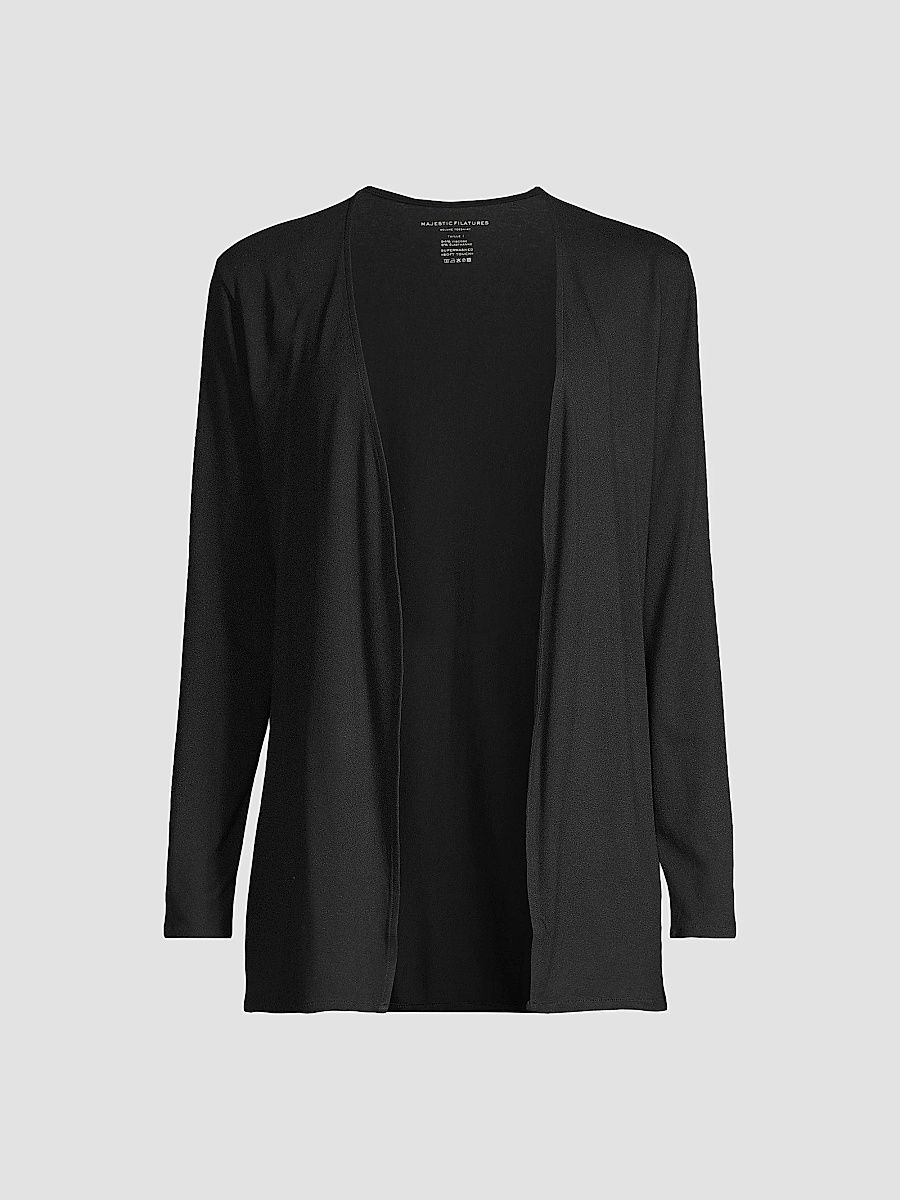 Majestic Filatures Women's Soft Touch Knit Open Cardigan - Noir - Size XS