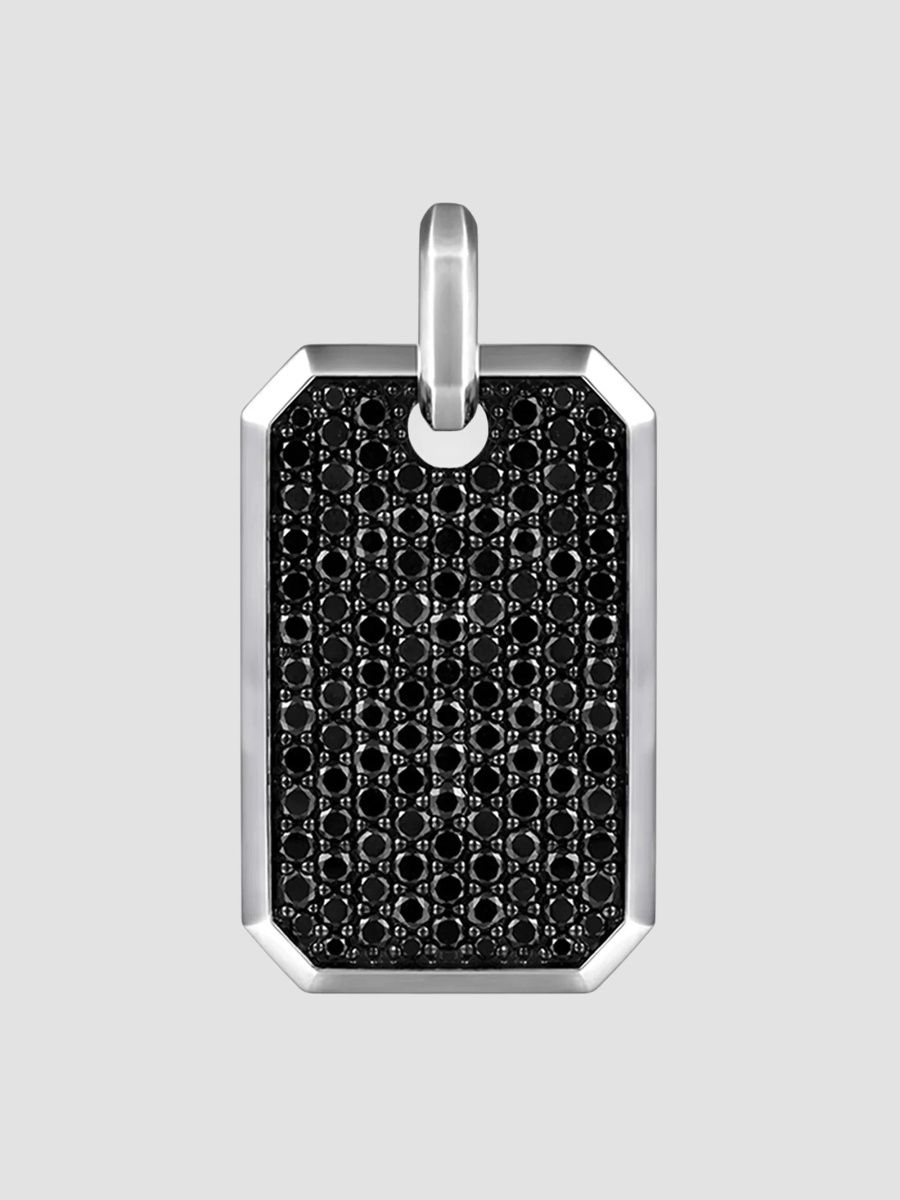 Gabriel & Co Men's Modern Relics Sterling Silver & Black Spinel Dog Tag Pendant - Black