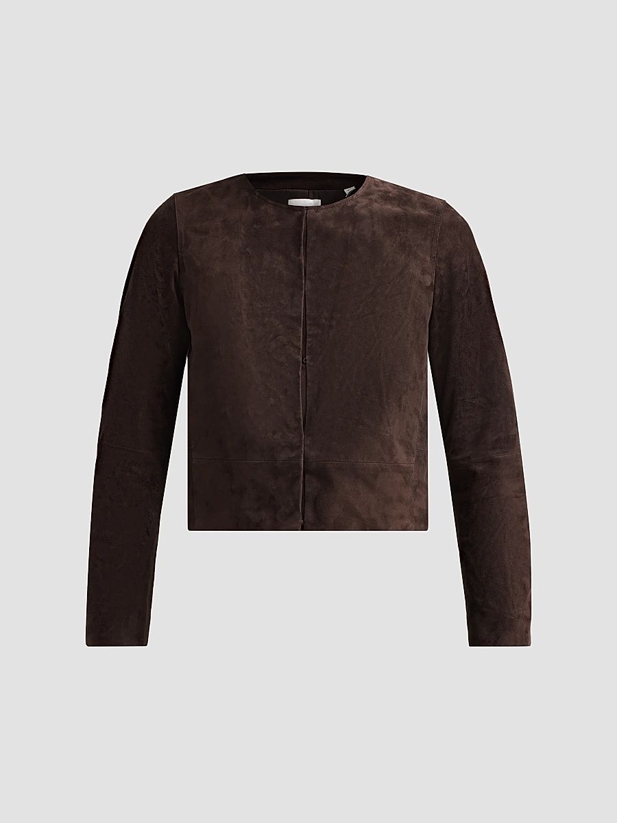 Vince Women's Suede Collarless Jacket - Iron - Size XXS