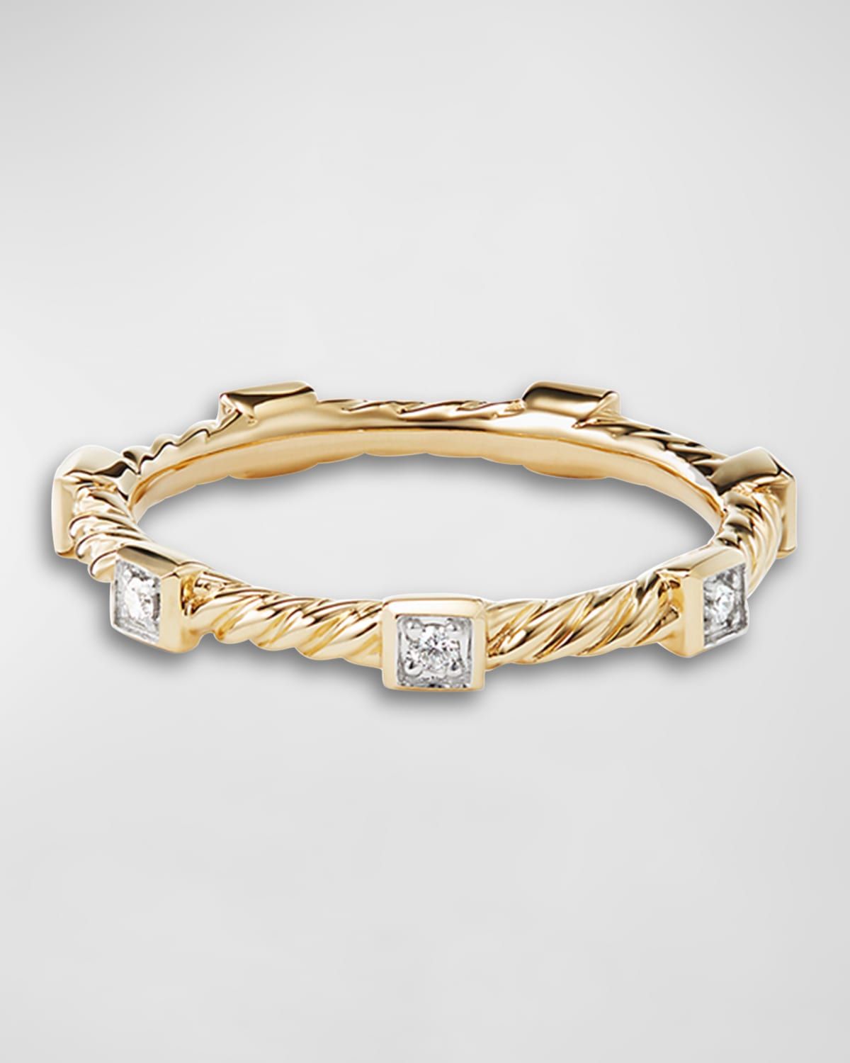 Cable Collectibles Stack Ring with Diamonds in 18K Gold