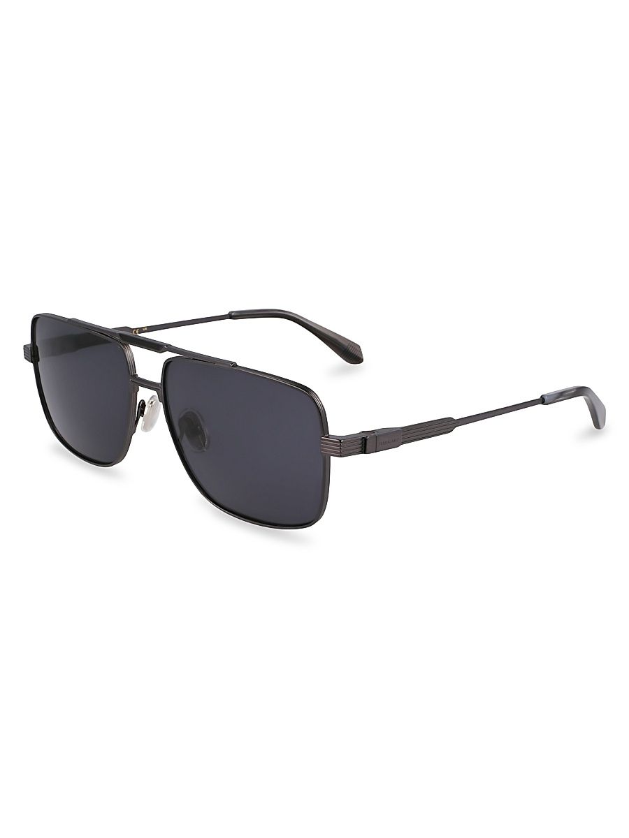 Men's Prisma 60MM Navigator Sunglasses - Dark Grey Matte Gunmetal