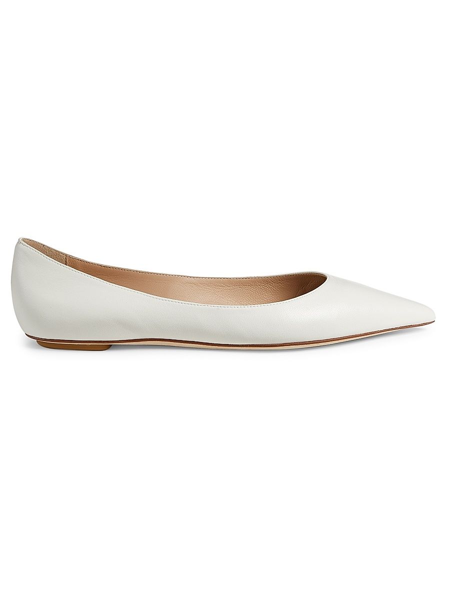 Women's Emilia Pointed-Toe Leather Ballet Flats - Cream - Size 8.5