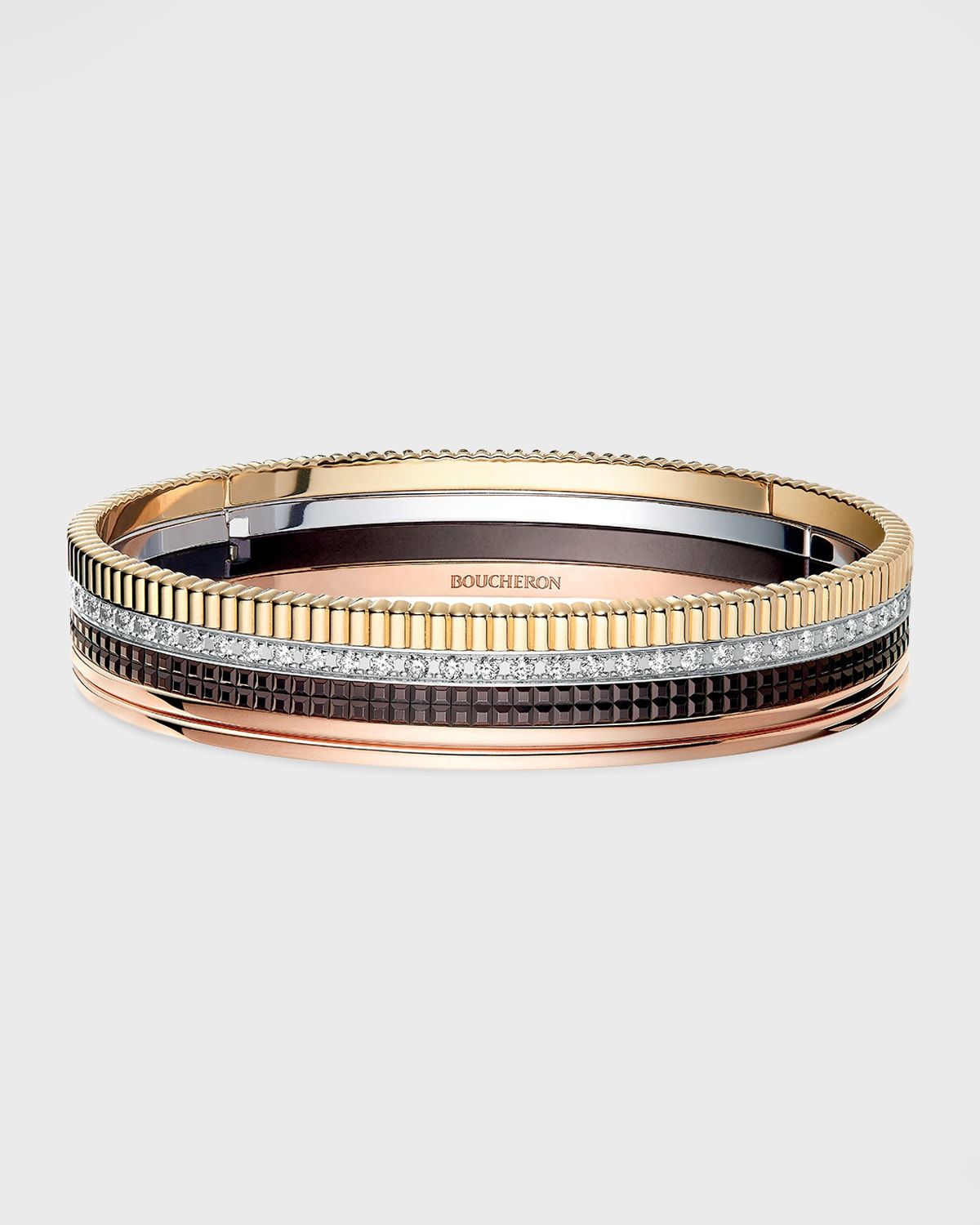 Quatre Classique 18K Gold Brown PVD & Diamond Bangle