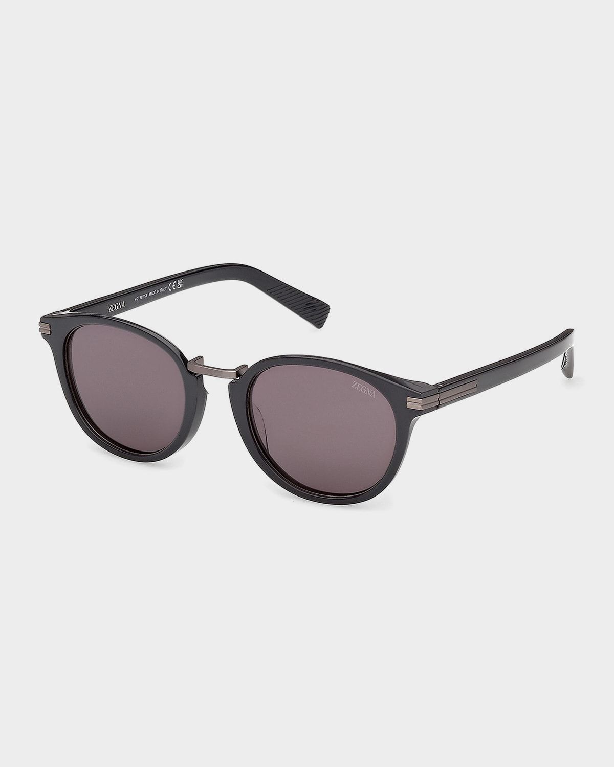51mm Acetate & Titanium Round Sunglasses