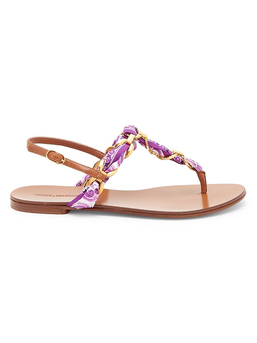 Women's Majolica Leather Sandals - Maiolica Viola - Size 11