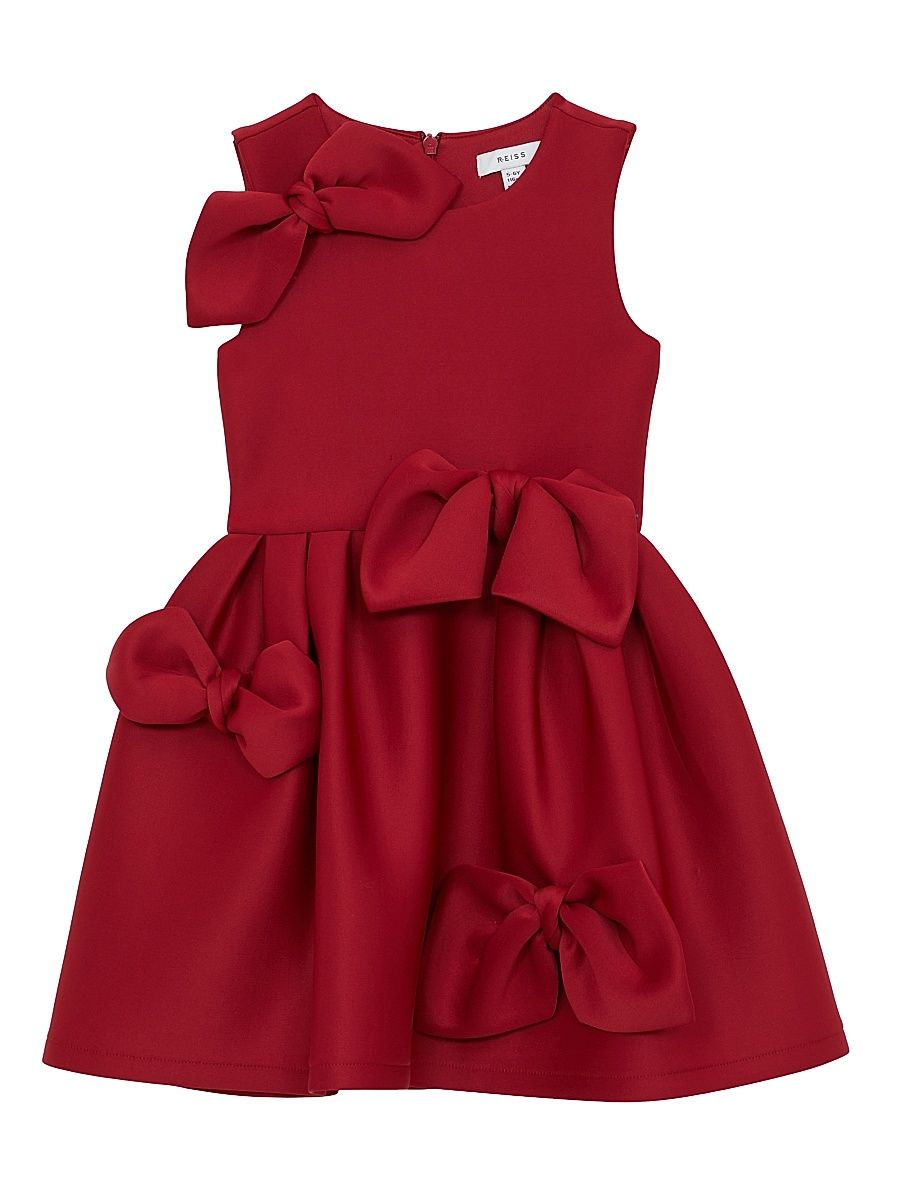Little Girl's & Girl's Joey Scuba Bow-Accented Dress - Red - Size 10