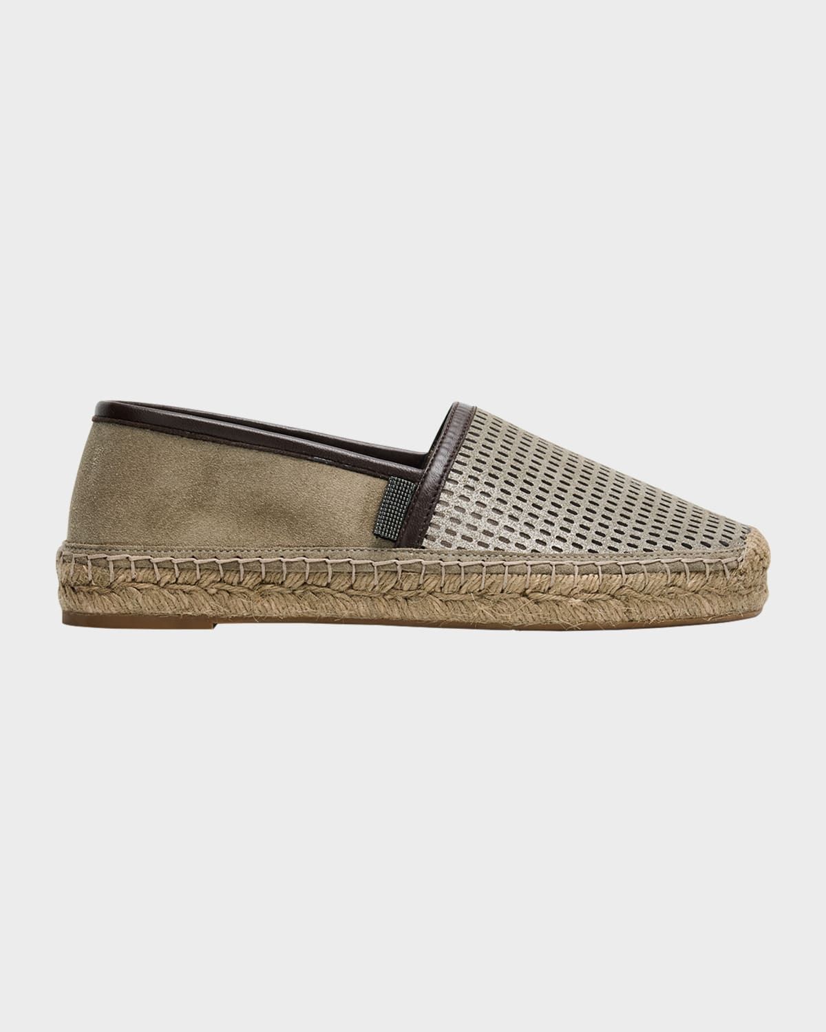 Laminated Suede and Leather Espadrille Flats