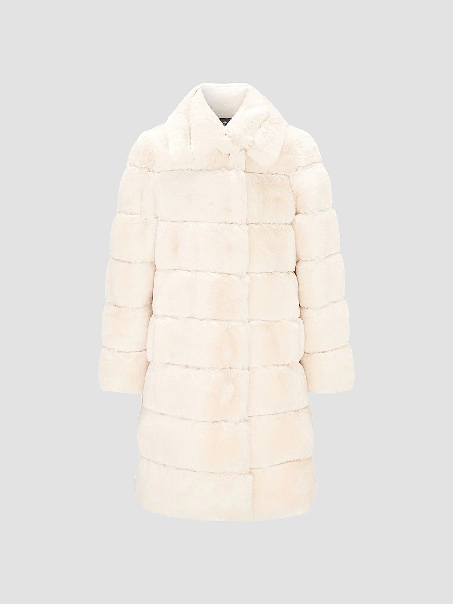 Lyla Grant Women's Faux Fur Rex Rabbit Short Coat - Ivory - Size XS