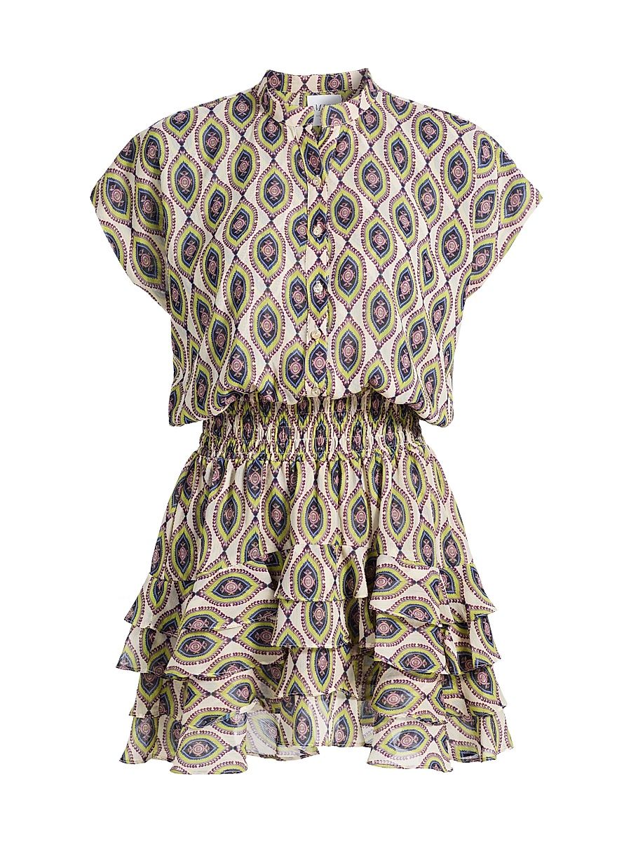 Women's Evie Printed Chiffon Minidress - Mosaic Eye - Size XL