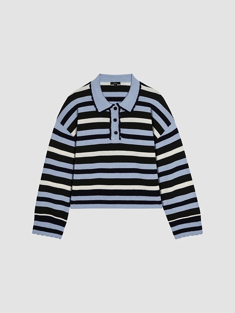 Rails Women's Delora Striped Merino Wool-Blend Sweater - Sky Forest Stripe - Size XS