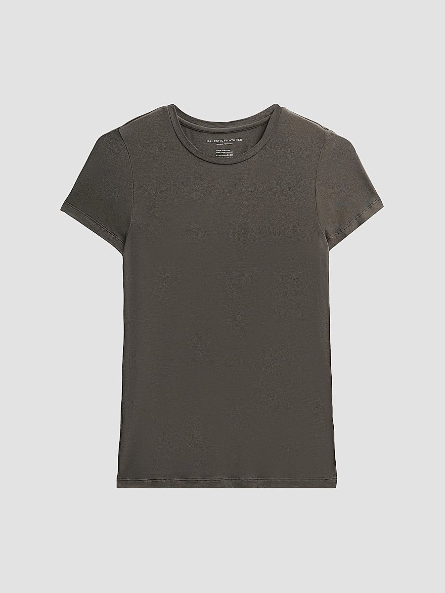 Majestic Filatures Women's Soft Touch Short-Sleeve Crewneck T-Shirt - Volcanic Rock - Size XS