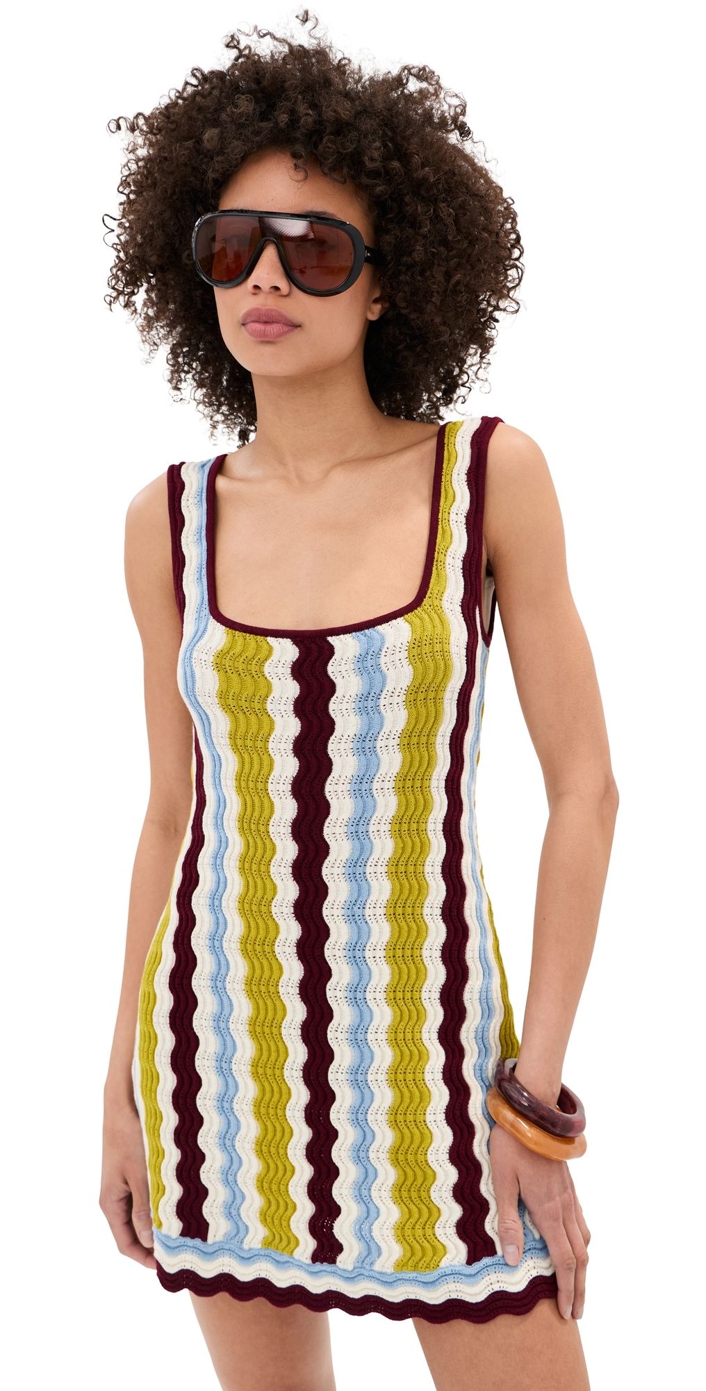 LE BOP Nadia Wavy Stripe Dress Citrine Stripe XXL