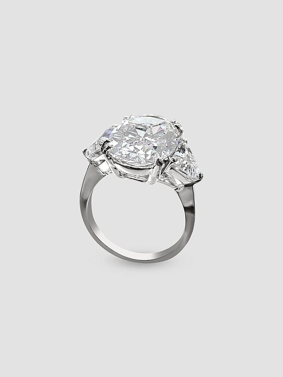 Women's 14K White Gold & 10.00 TCW Cubic Zirconia 3-Stone Ring - White - Size 8