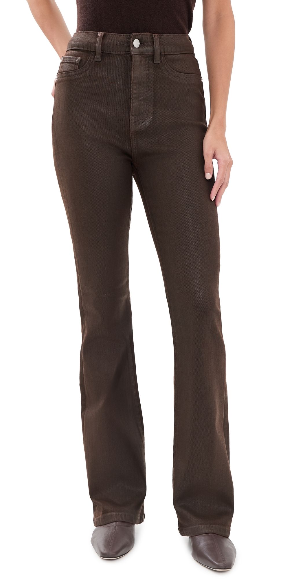 WARP + WEFT The Austin Stretch Coated Bootcut Jeans Coated Dark Roast 29