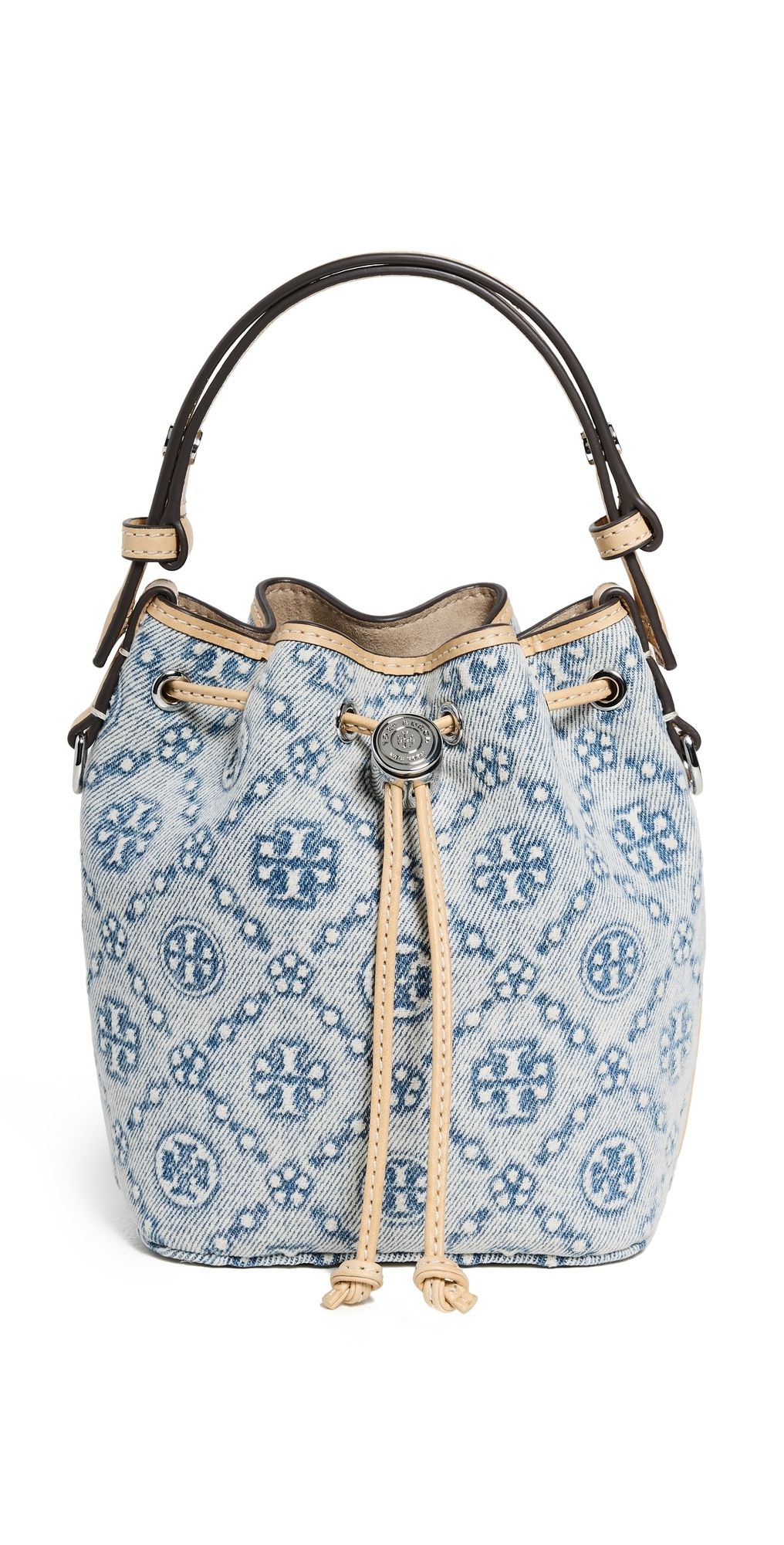Tory Burch T Monogram Denim Mini Bucket Bag Powder Blue One Size