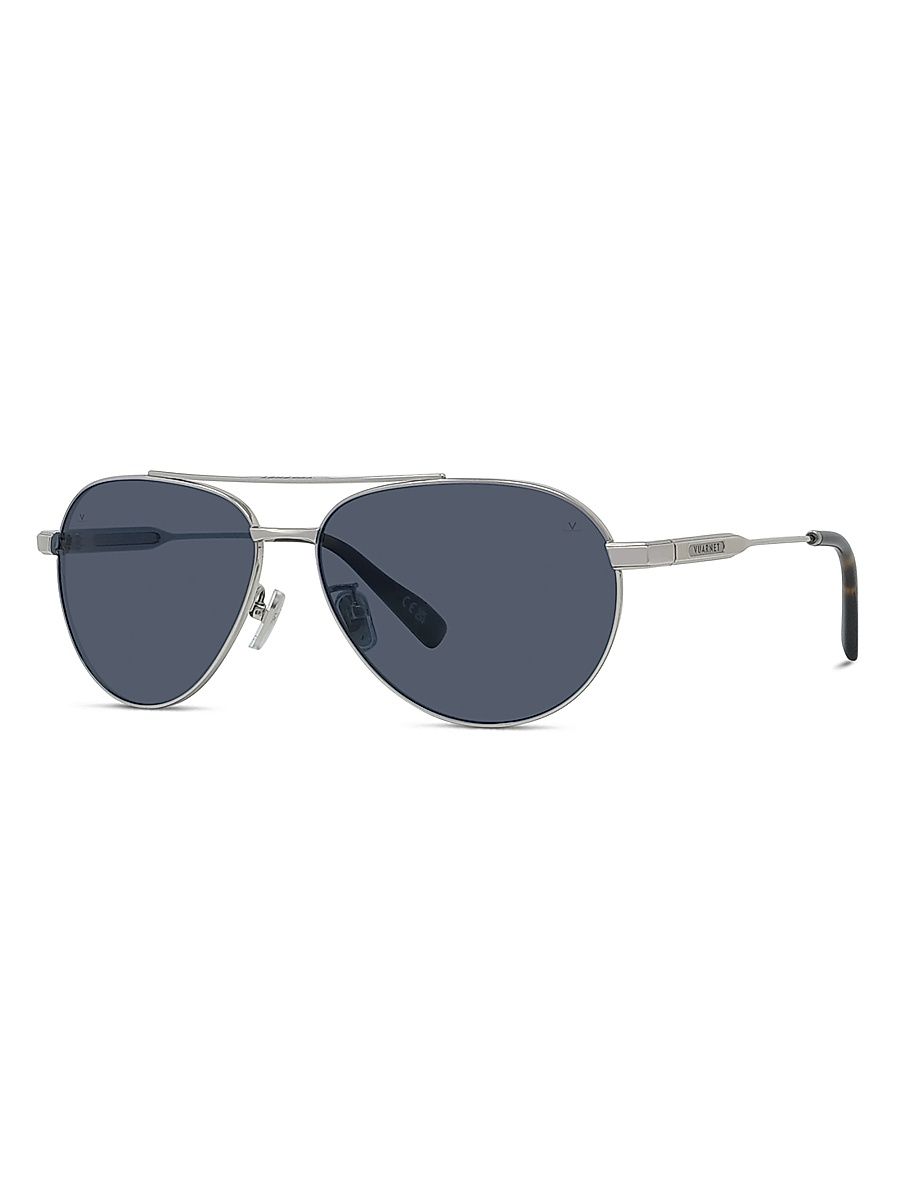 Men's Lifestyle Horizon Pilot Sunglasses - Shiny Palladium And Blue