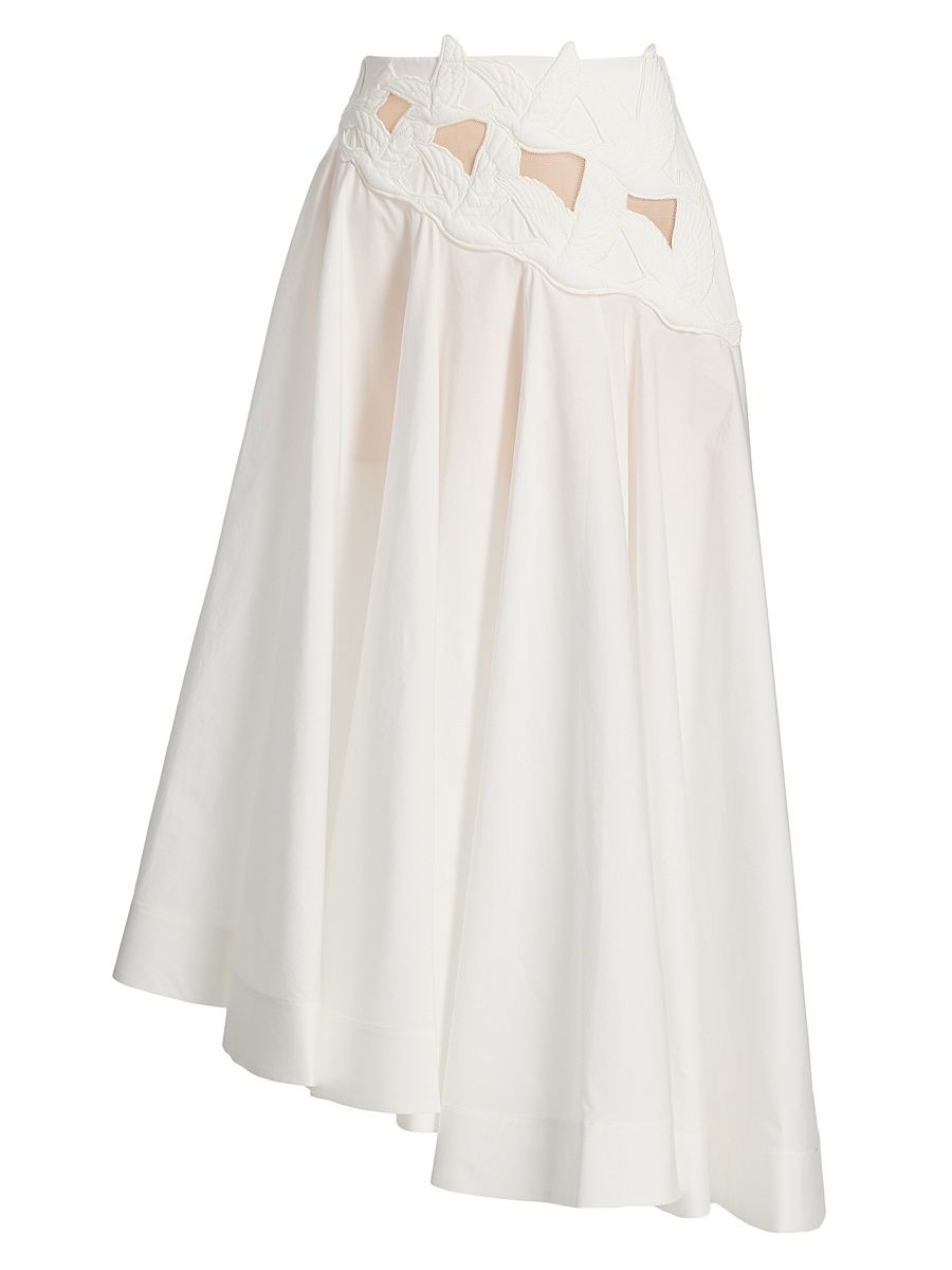 Women's Luna Applique Cotton Maxi Skirt - Ivory - Size 8