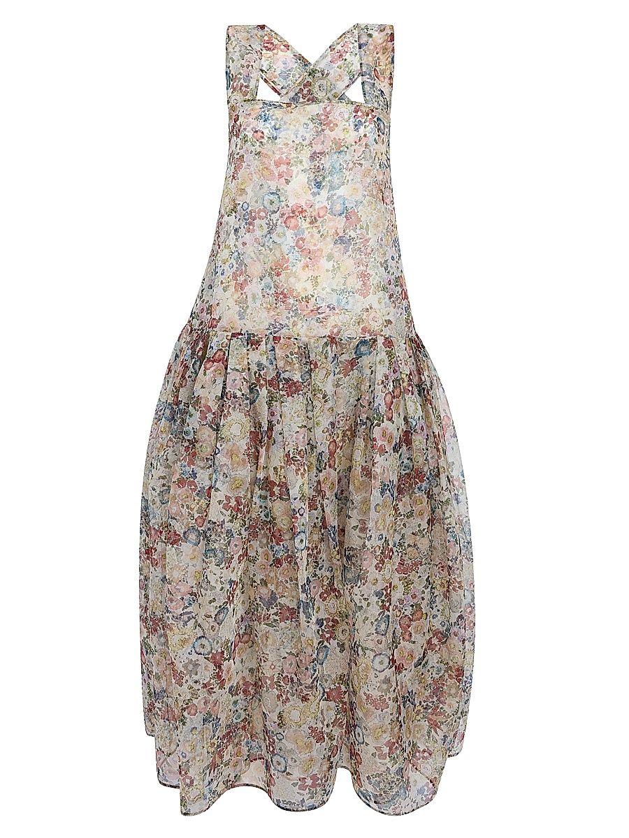 Women's Amello Floral Silk Strapless Cocktail Dress - Cream Multi - Size 8