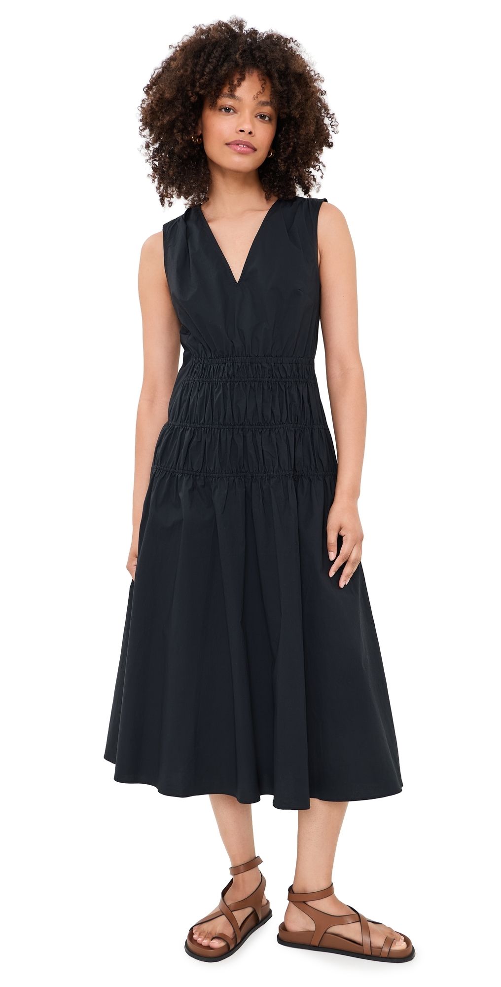 Proenza Schouler White Label Loren Dress In Poplin Black L