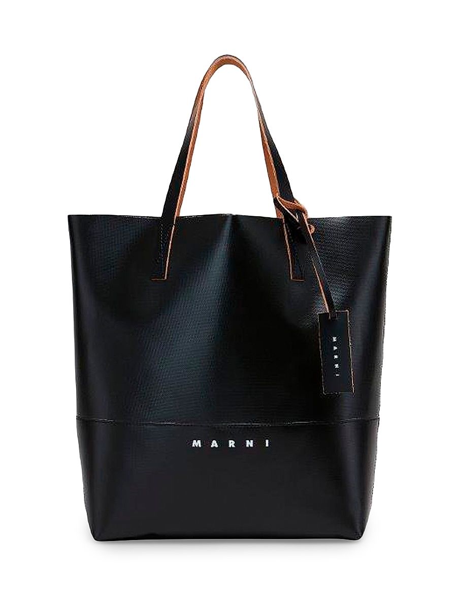Men's Tribeca Leather-Trimmed Logo Tote Bag - Black