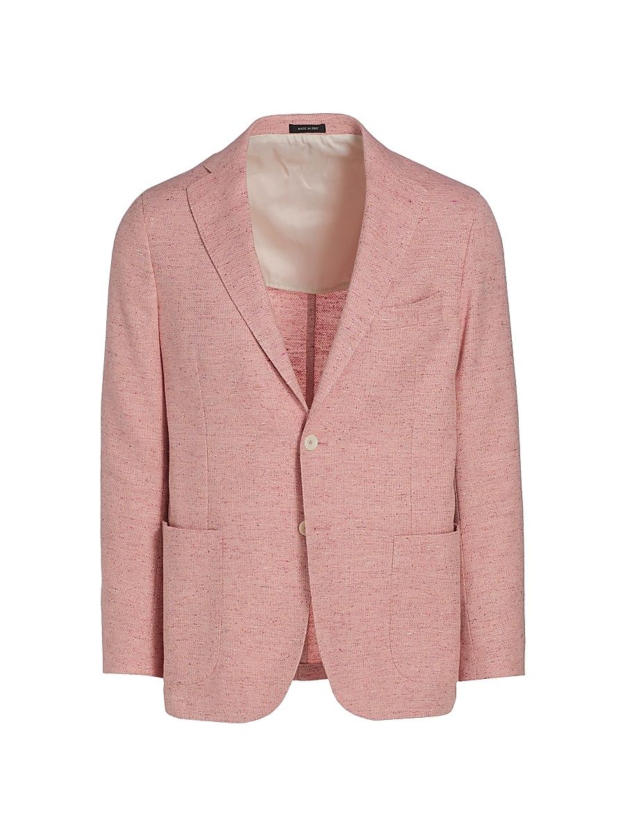 Men's COLLECTION Speckled Cotton-Blend Two-Button Sport Coat - Coral - Size 48