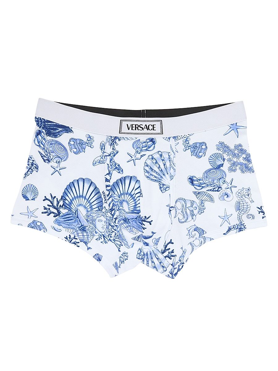 Men's La Vacanza Ribbed Boxer Briefs - Blue Pattern - Size XL