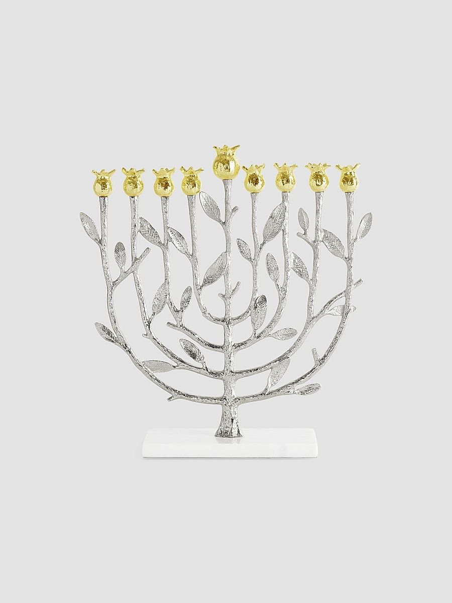 Pomegranate Silver & Gold Menorah