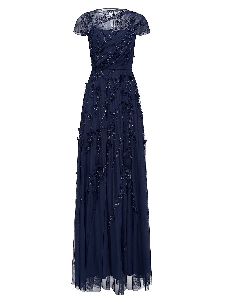 Women's Valerie Embroidered A-Line Gown - Navy - Size 8