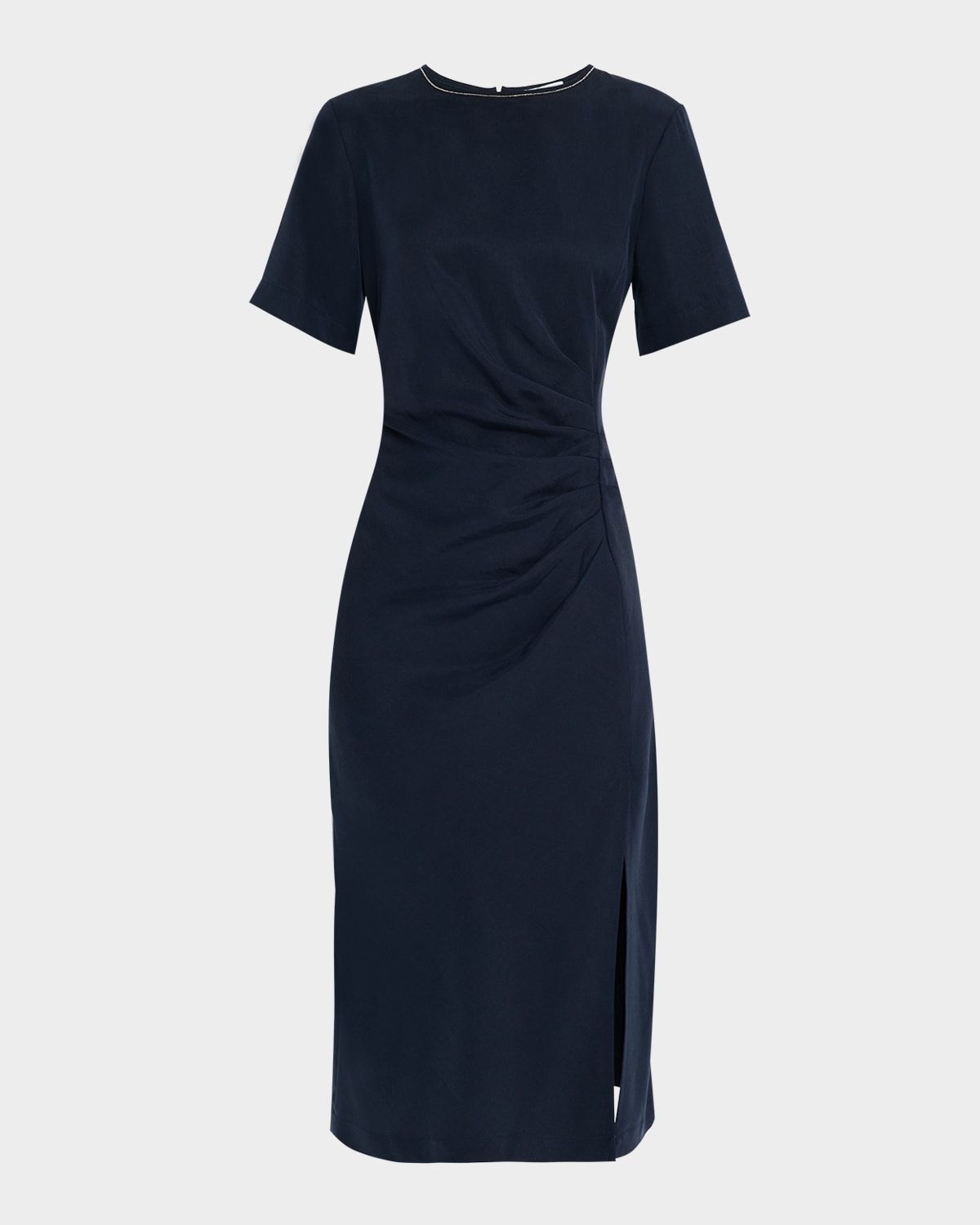 Ruched Punto Luce Viscose Midi Dress