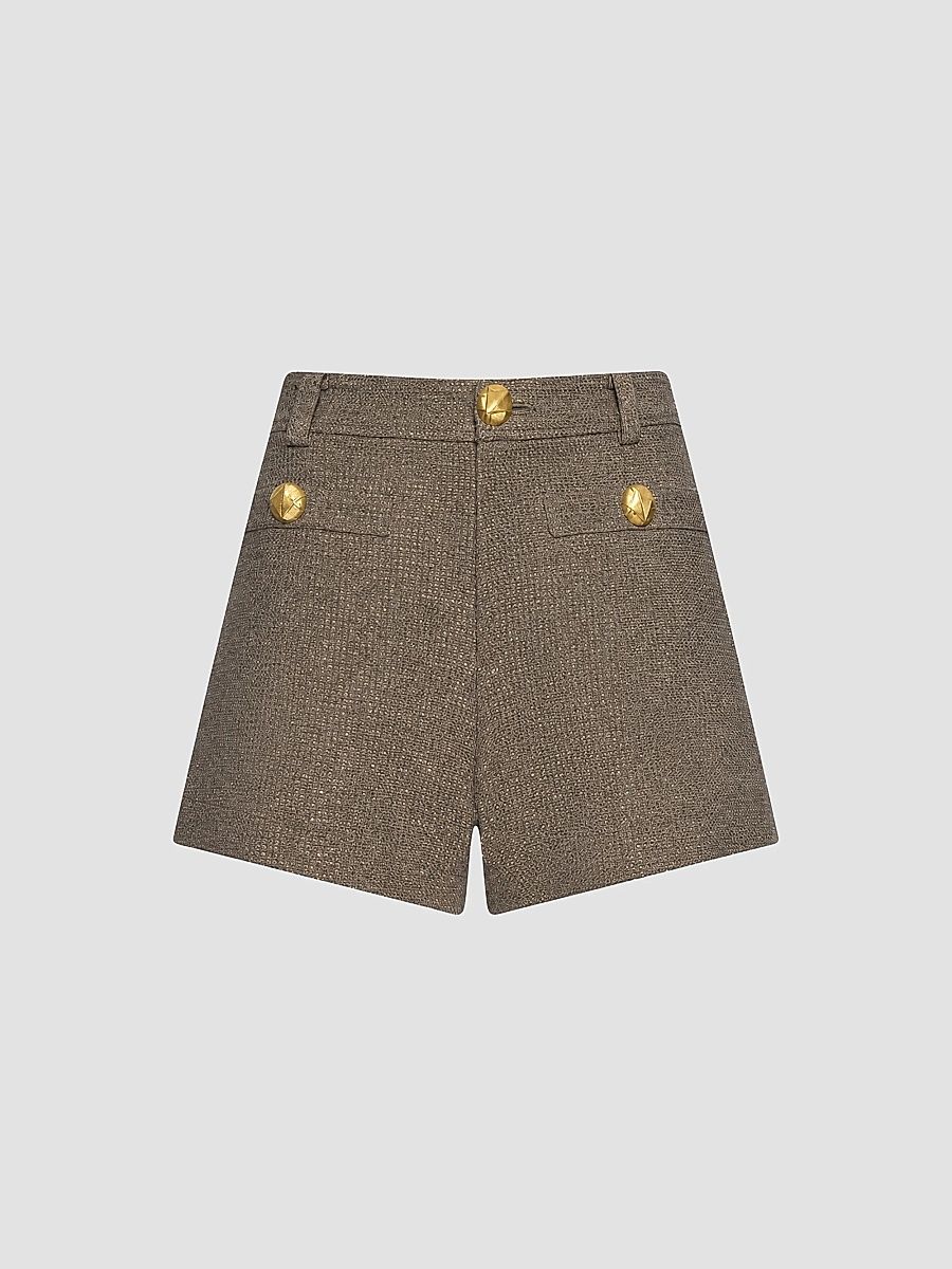 Women's Dionne Textured Cotton-Blend Shorts - Mota Light Gold - Size 10