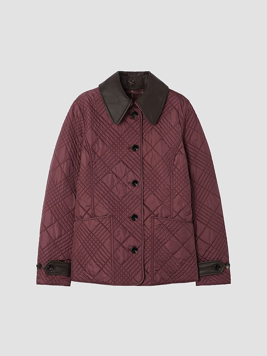 Women's Fernleigh Check Quilted Jacket - Vineyard Red - Size XXS