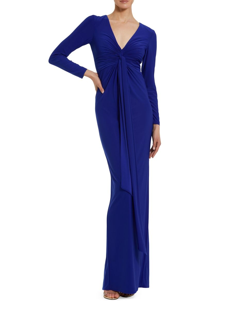 Mac Duggal Women's Jersey Twist Knot Slip Gown - Cobalt - Size XL