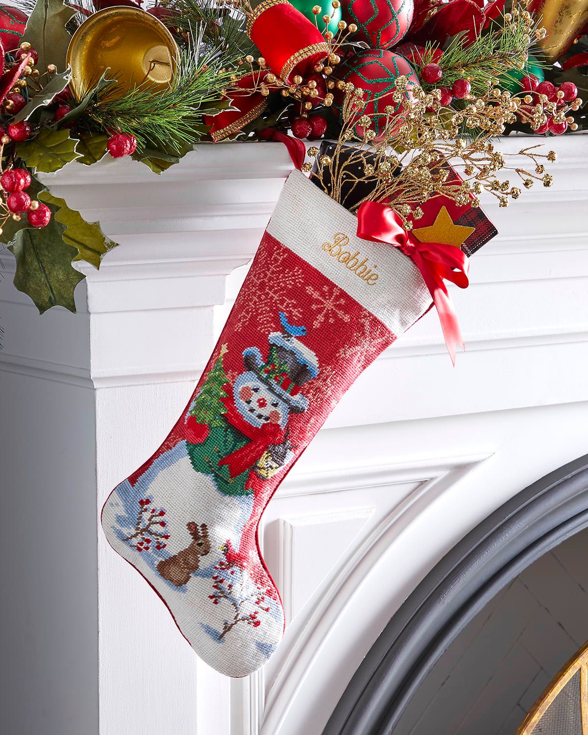 Retro Snowman Stocking, Personalized