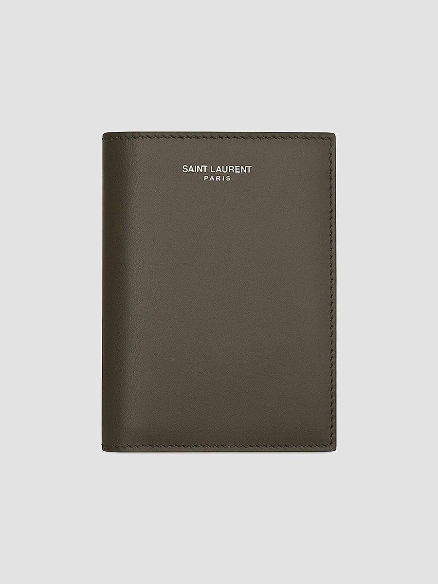 Saint Laurent Men's Credit Card Wallet in Smooth Leather - Light Musk