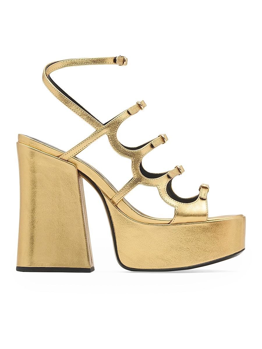 Women's Kiki Metallic Leather Platform Pump Sandals - Gold - Size 10