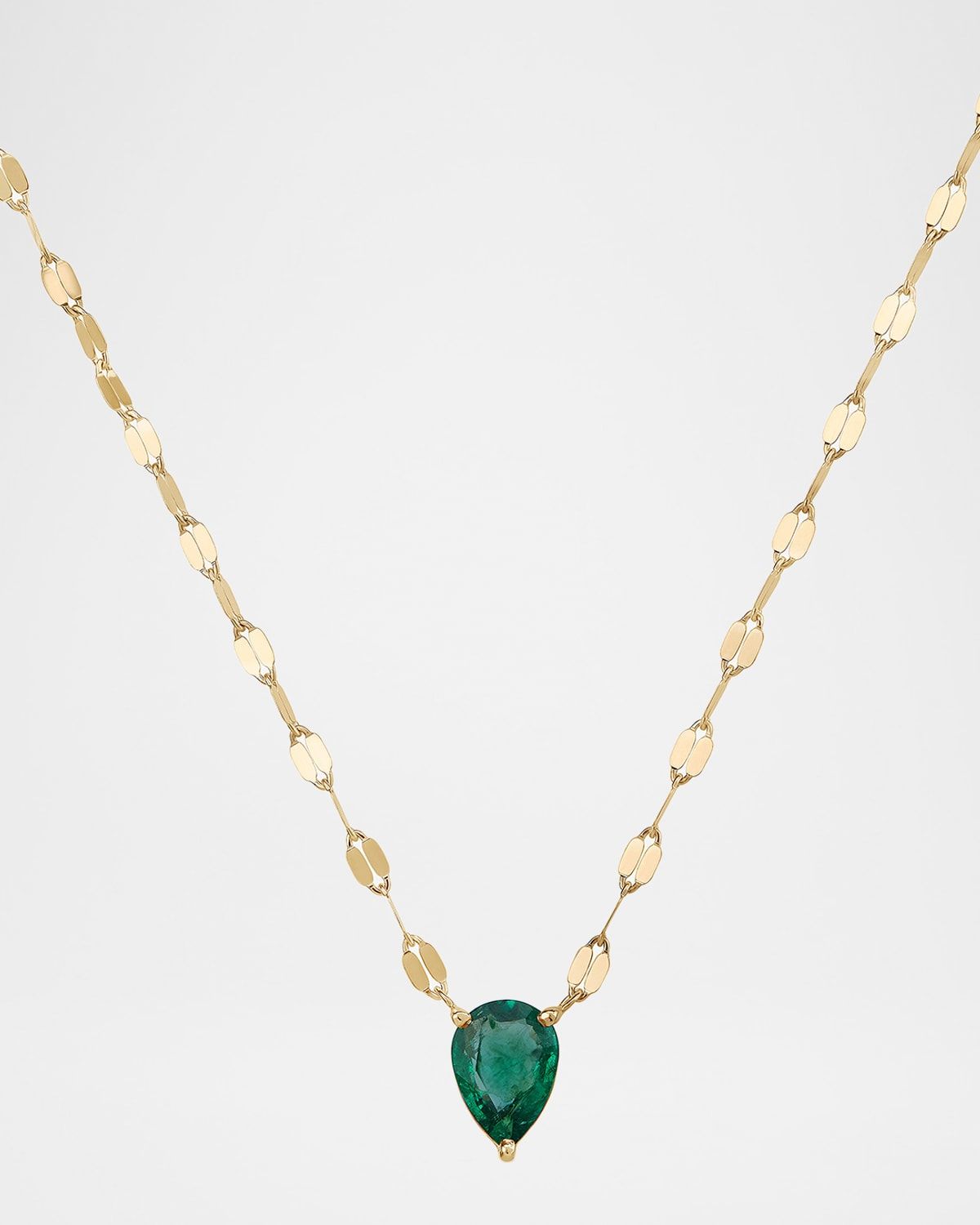 Green Emerald Pear Pendant Necklace
