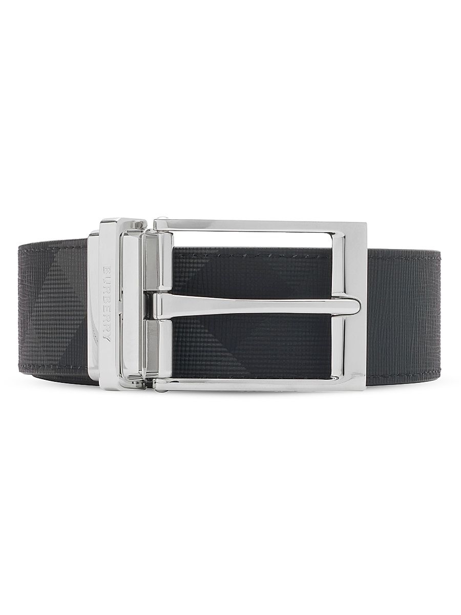 Men's Louis Reversible Leather Belt - Charcoal Silver - Size 34