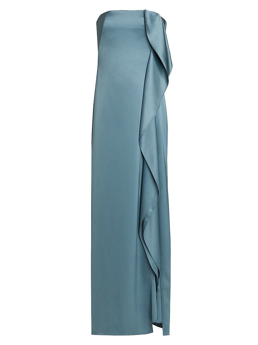 Women's Satin Draped Strapless Gown - Twilight - Size 16