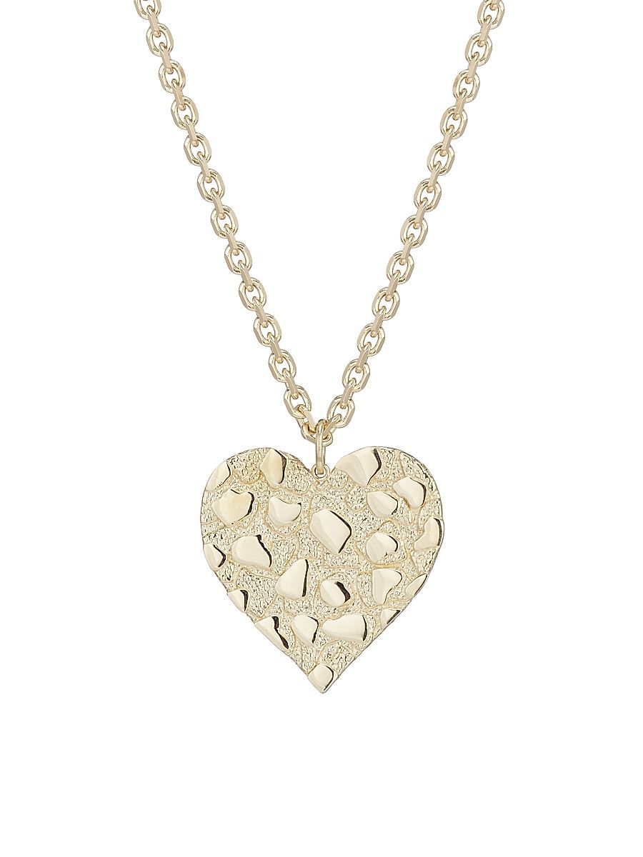Women's 14K Yellow Gold Nugget Heart Pendant Necklace