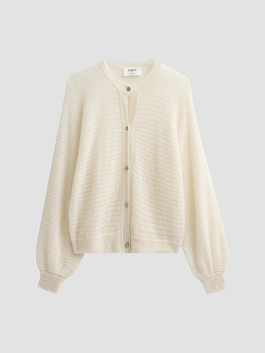 Women's Isolar Pointelle-Knit Cardigan - Ecru - Size Large