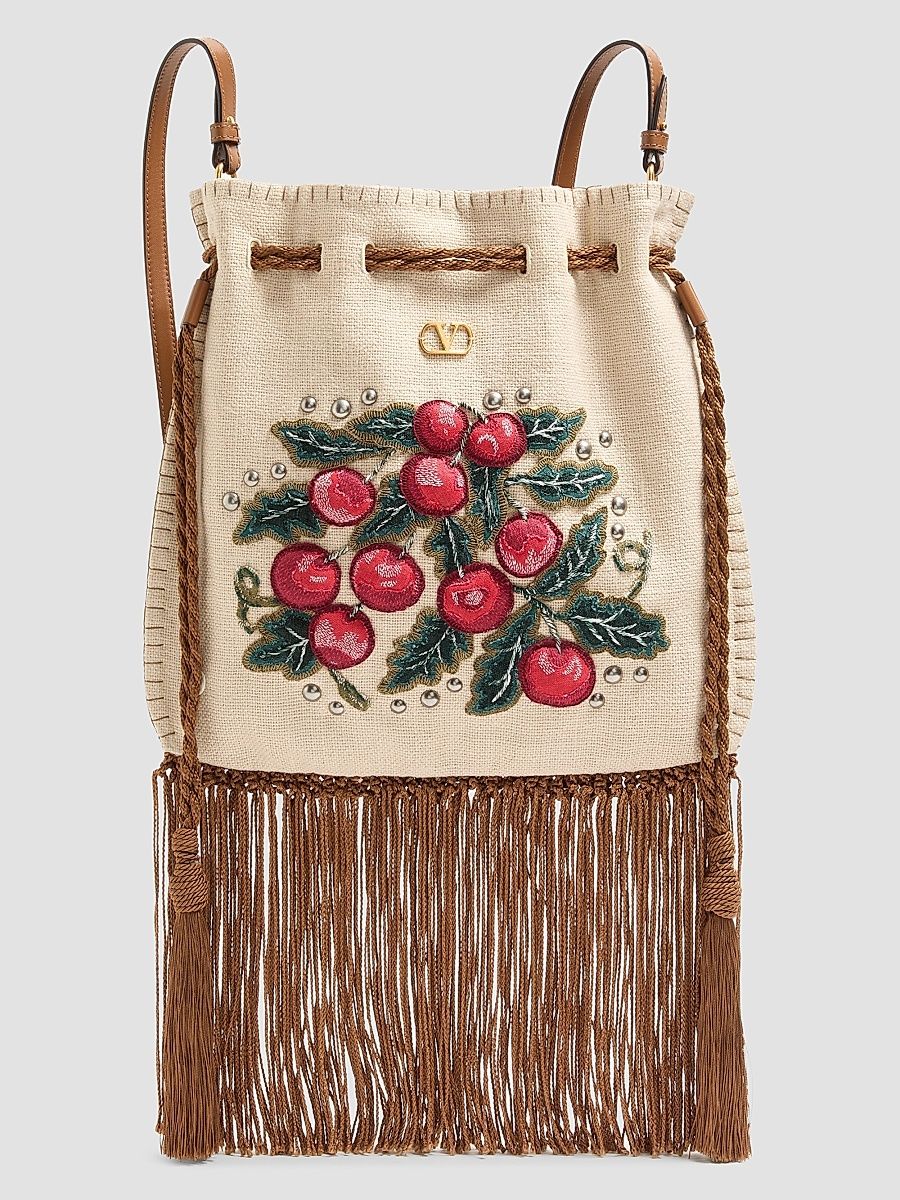 Women's Nellcote Alice Embroidered Crossbody Bag with Fringes - Natural Multicolor