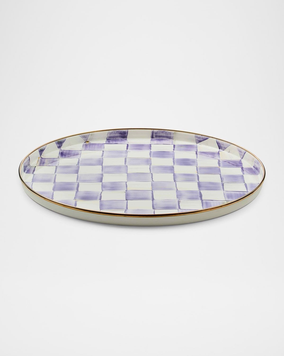 Violet Check Round Tray