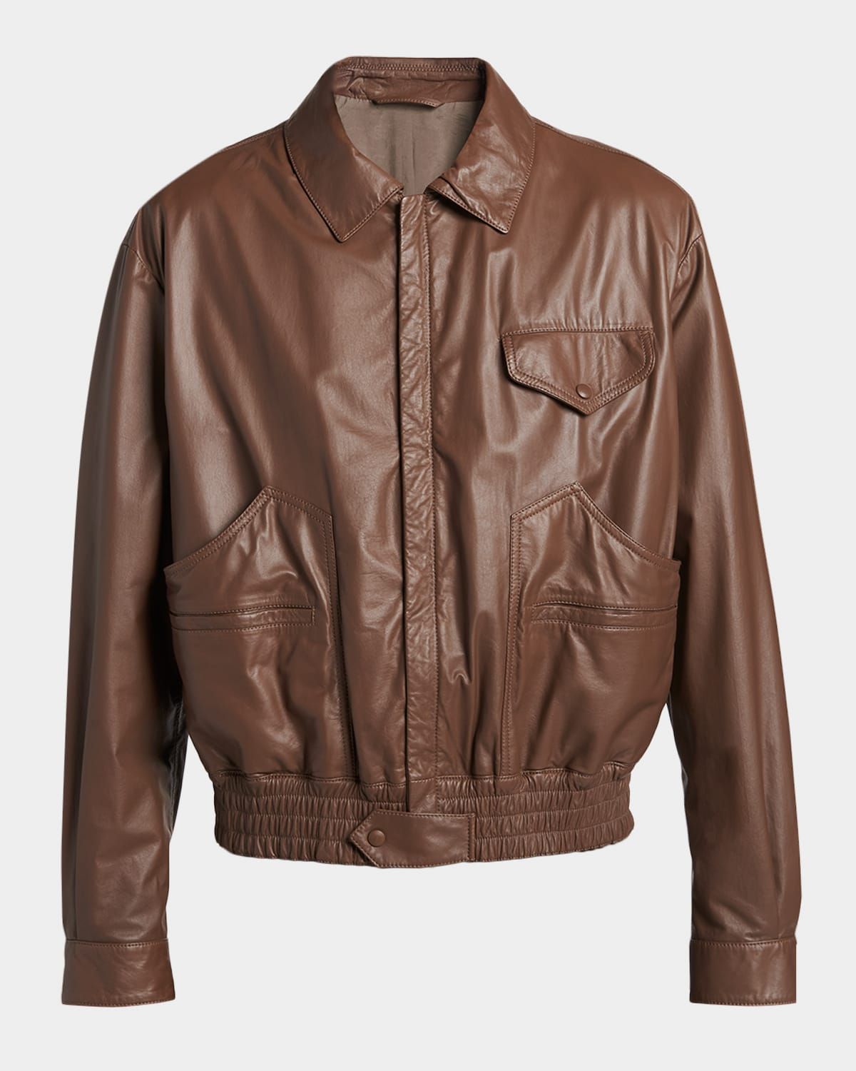 Men & apos;s Leather Full-Zip Blouson