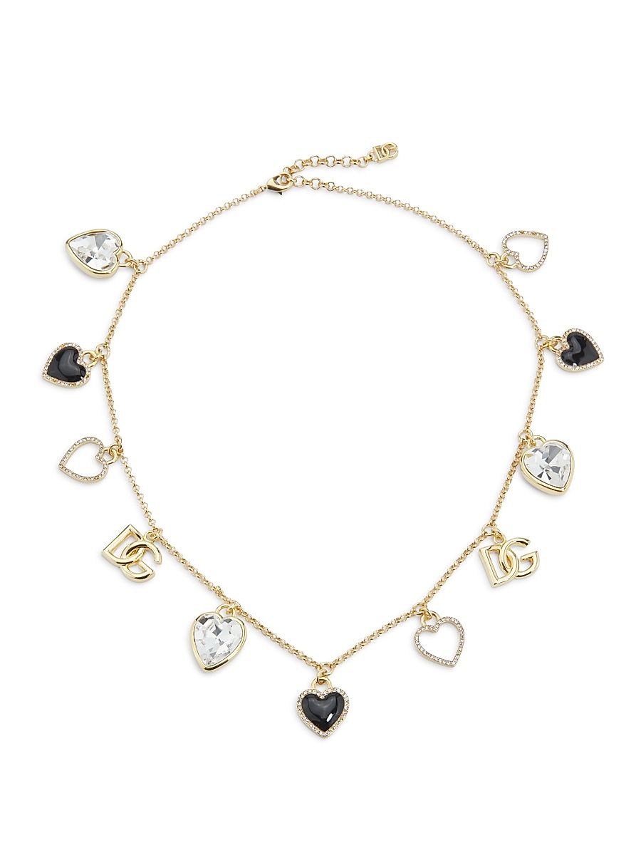 Women's Goldtone & Crystal Logo Charm Necklace - Gold