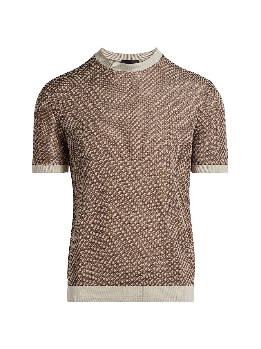 Men's Micro-Jacquard Crewneck Sweater - Beige - Size XXL