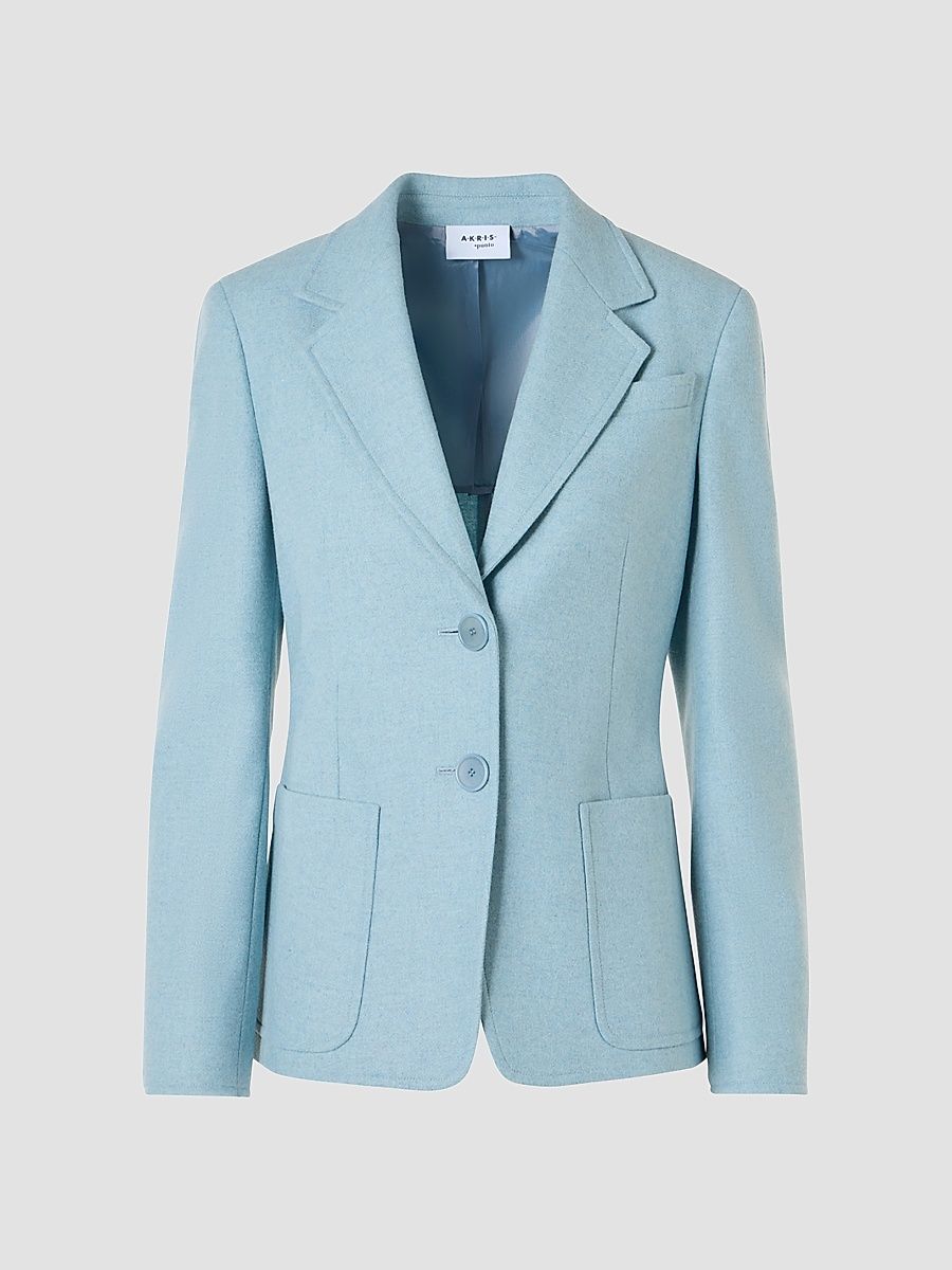 Women's Wool Flannel Blazer - Light Blue - Size 16
