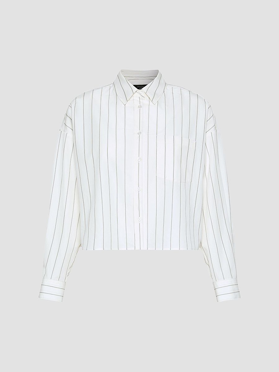 Women's Cotton Shirt with a Contrasting Back - White - Size 6
